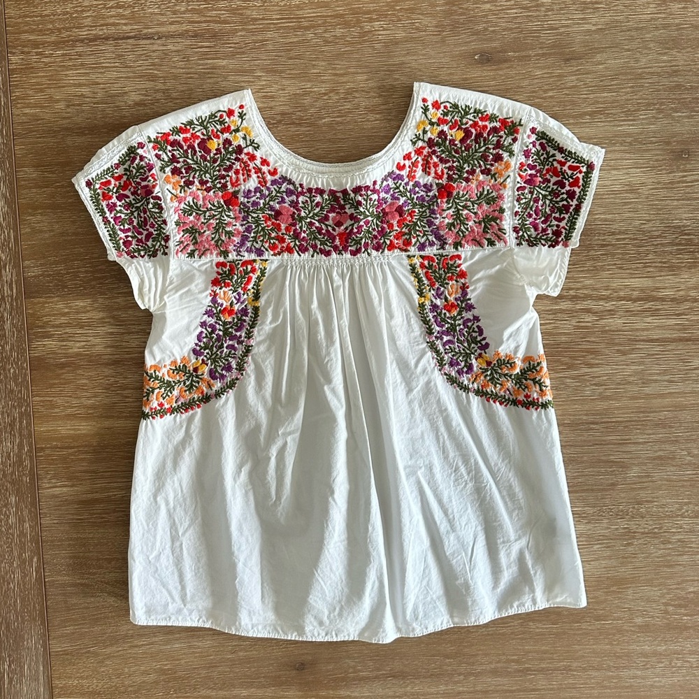 Madewell Springtime Embroidered White Cotton Top